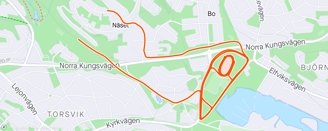 Map of the activity, 1 x 1500 m + 4 x 500 m + 3 x 300 m