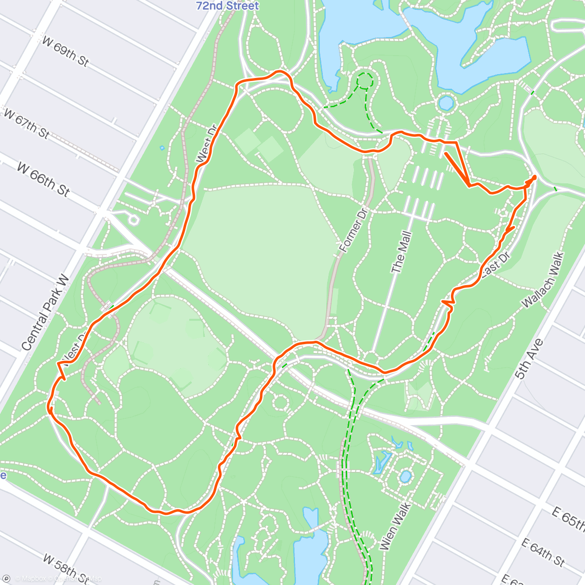 Map of the activity, Central Park Short Loop