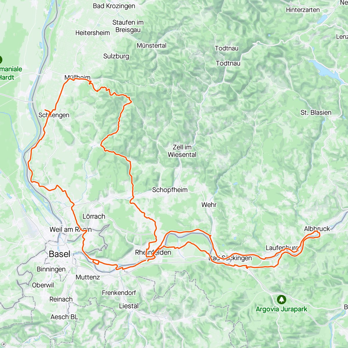 Mappa dell'attività RSV Rheinfelden Ausfahrt am 1. Mai