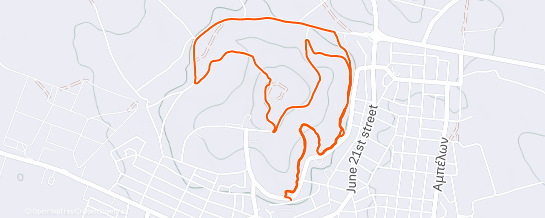 Map of the activity, Afternoon Run