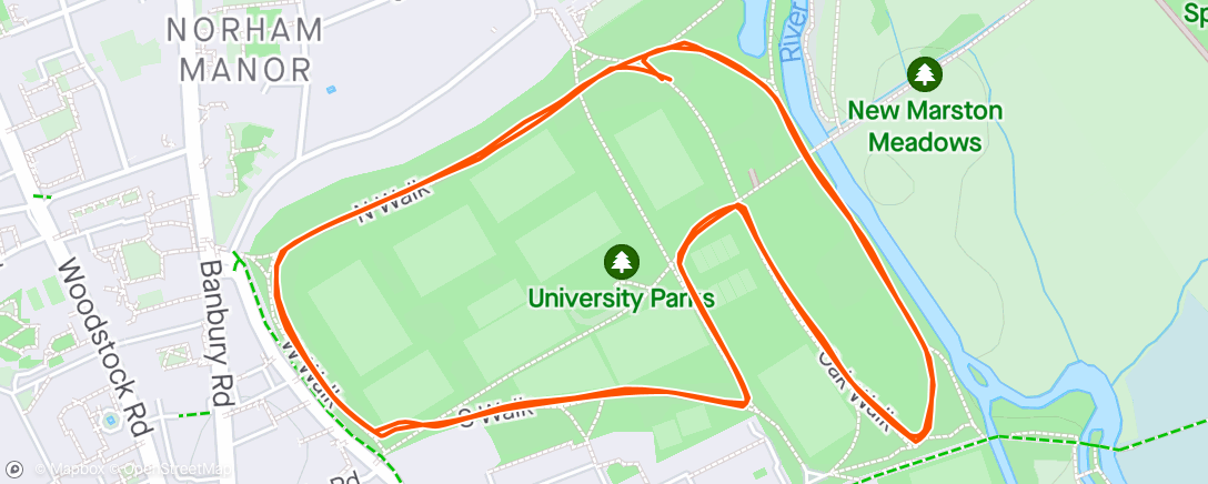 Map of the activity, University parks parkrun