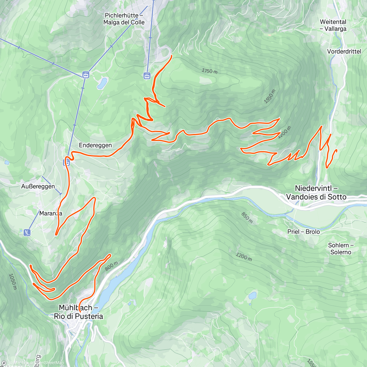 Map of the activity, Kiener Alm