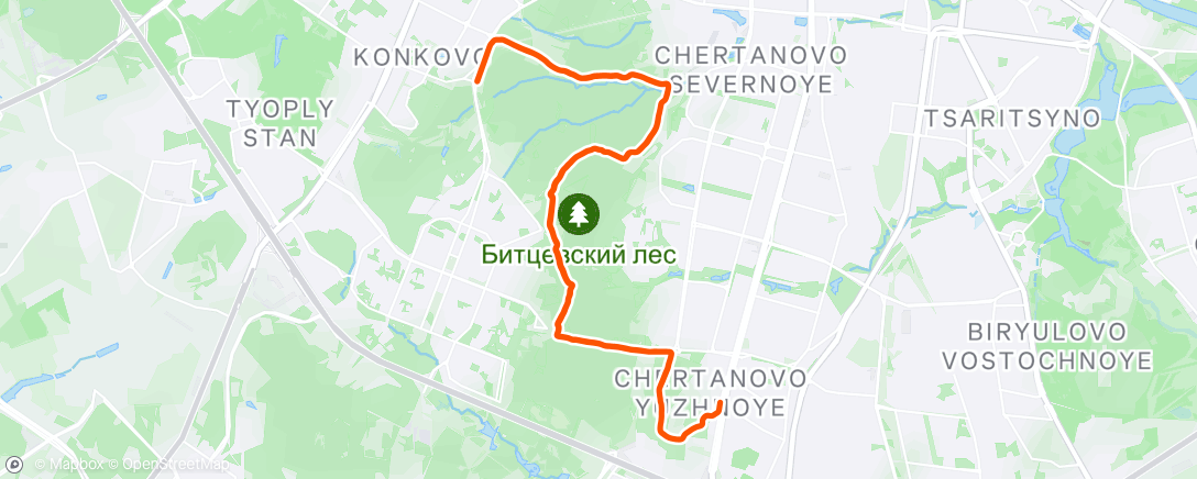 Map of the activity, Afternoon Run