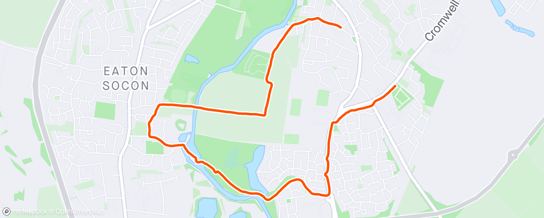 Map of the activity, Thursday miles. Felt better today! 🏃‍♀️