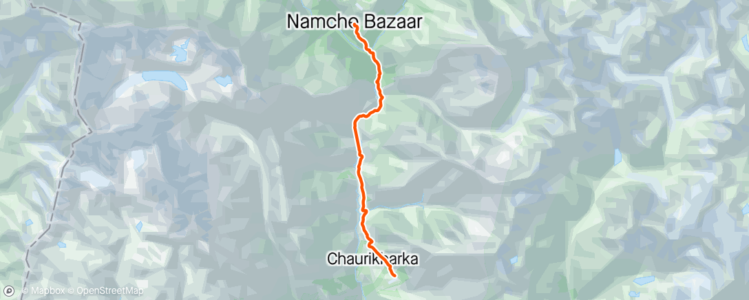 Map of the activity, Day 17 Namche to Lukla