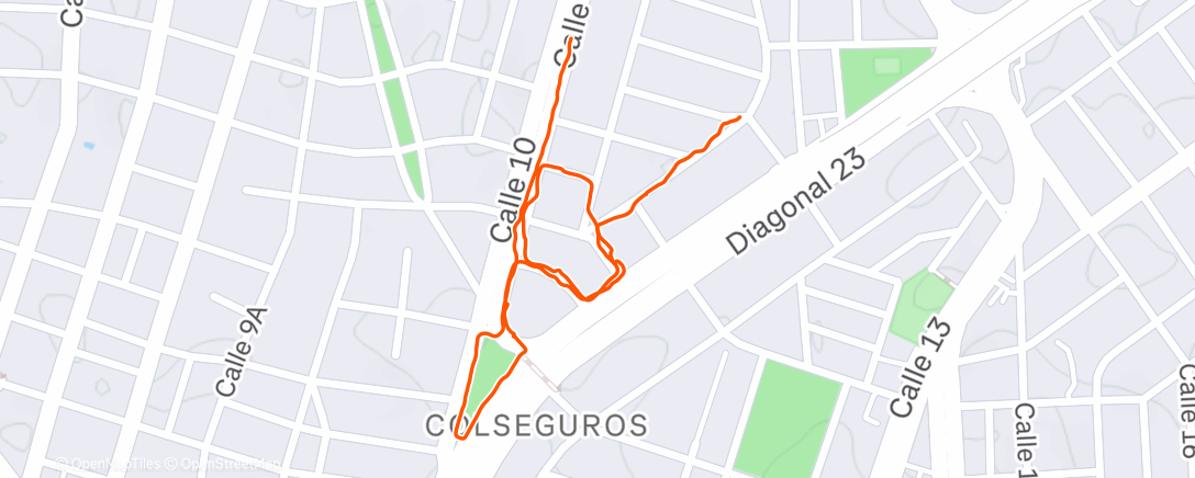 Map of the activity, Carrera por la tarde