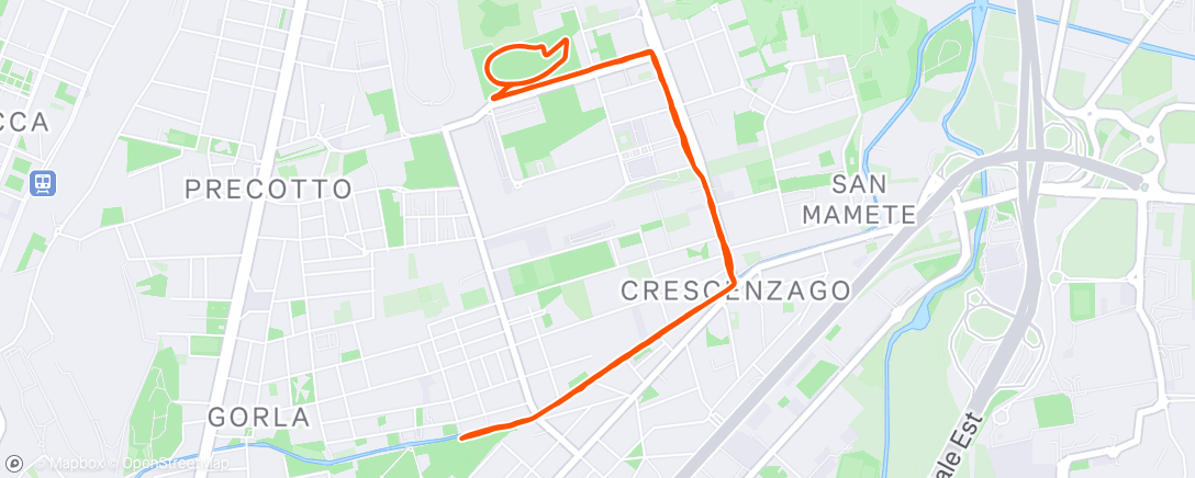 Map of the activity, Wednesday Evening Run