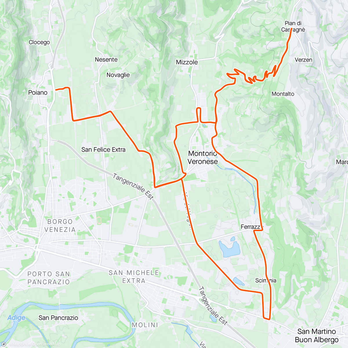 Map of the activity, Sempre Bello andare in bici col Ciano