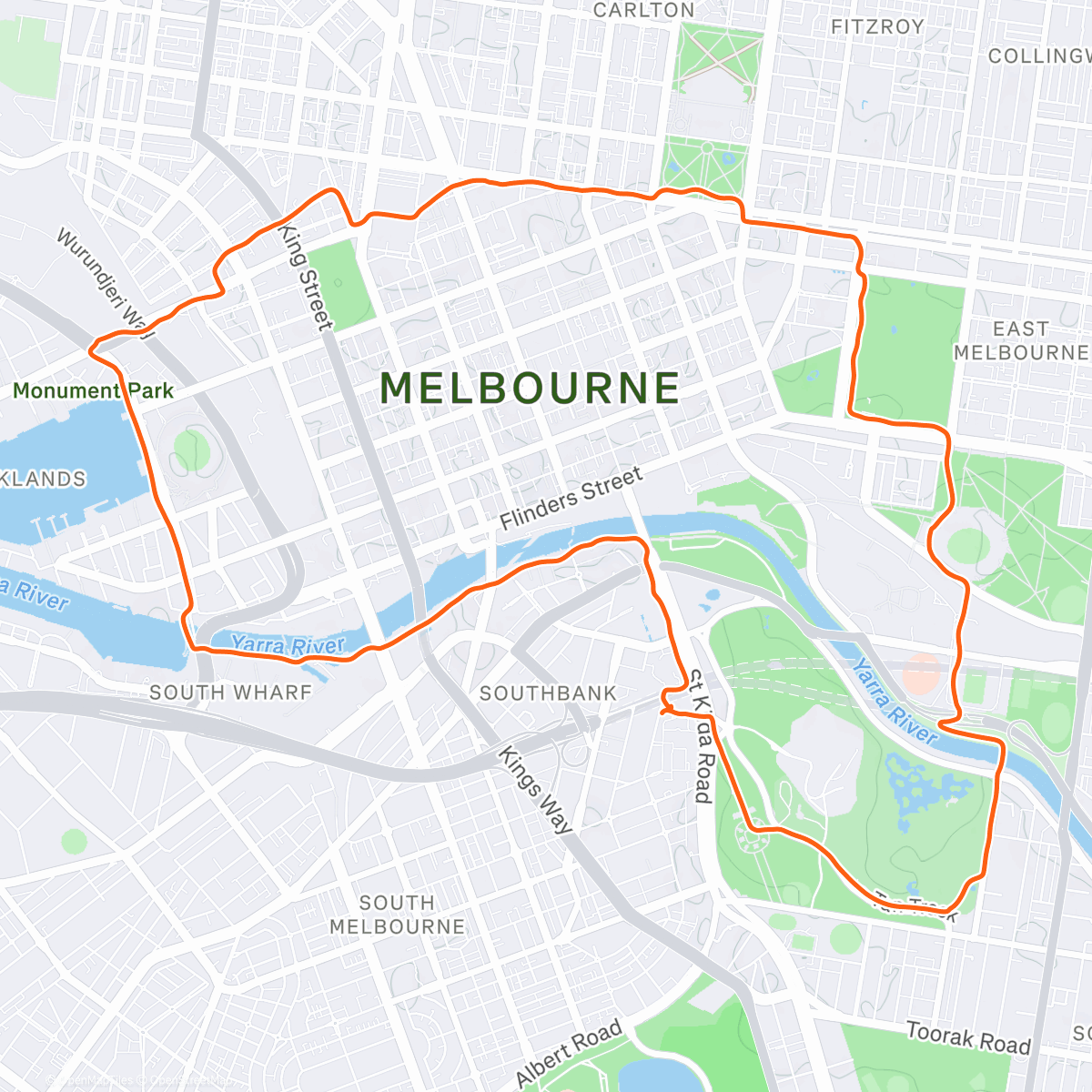 Map of the activity, Christmas Eve run