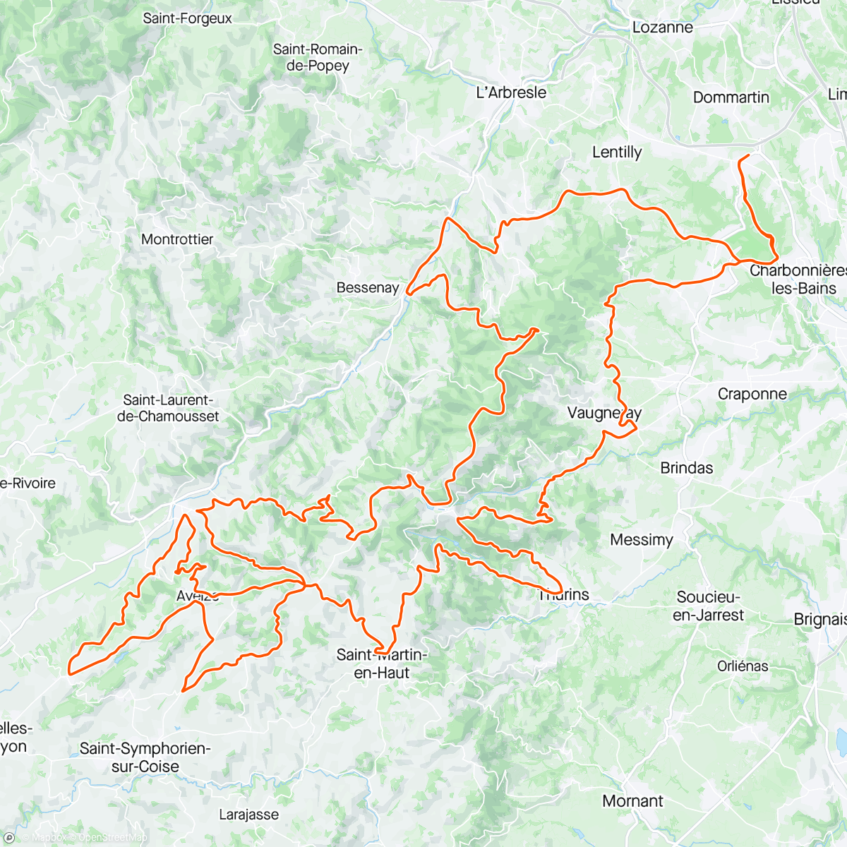 Map of the activity, Cyclo des 3 cols