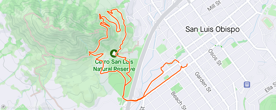Map of the activity, Trail run in SLO in the Cerro San Luis Natural Reserve