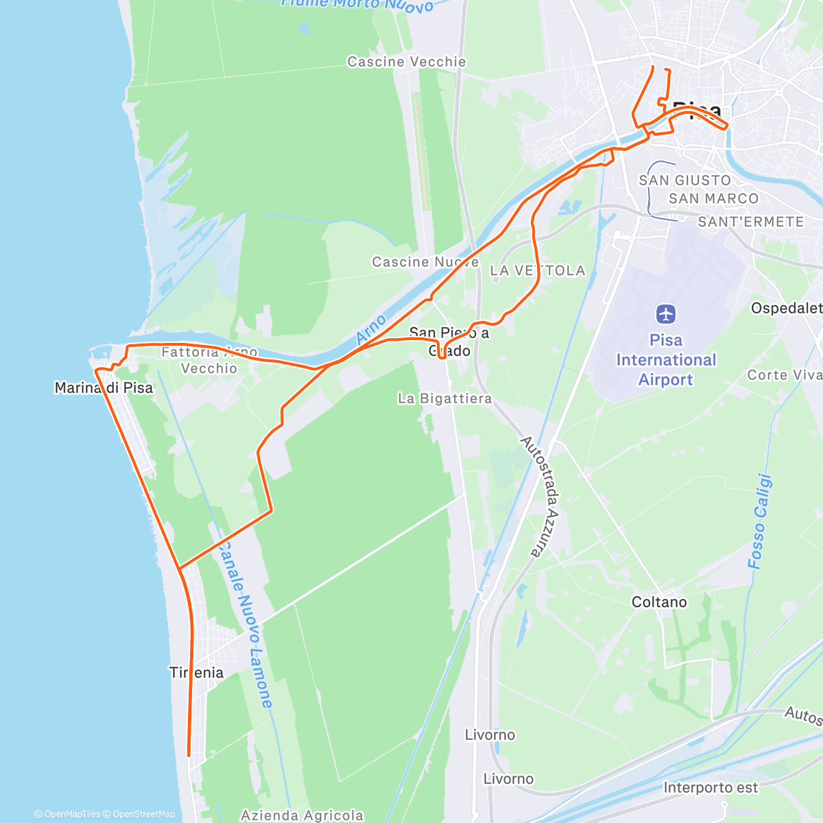 Map of the activity, Pisa Marathon