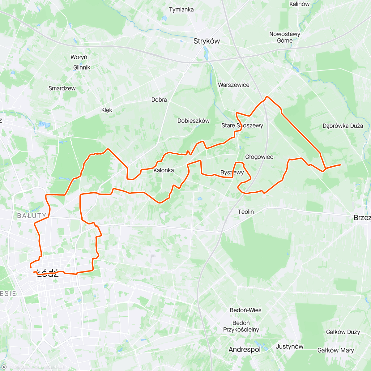 Map of the activity, Wzniesienia na kacu Ride