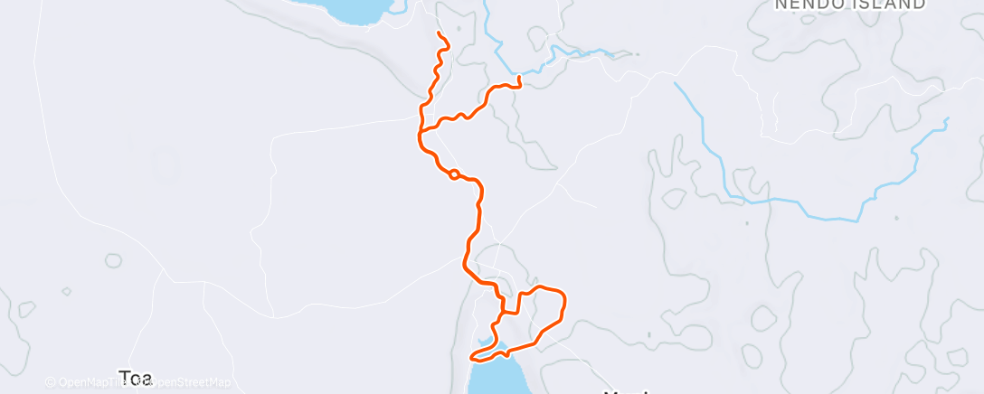 Map of the activity, Zwift - T2M End 0:45/0.68/34/27/3b9a68.9b10sa130 on Red Zone Repeats in Makuri Islands