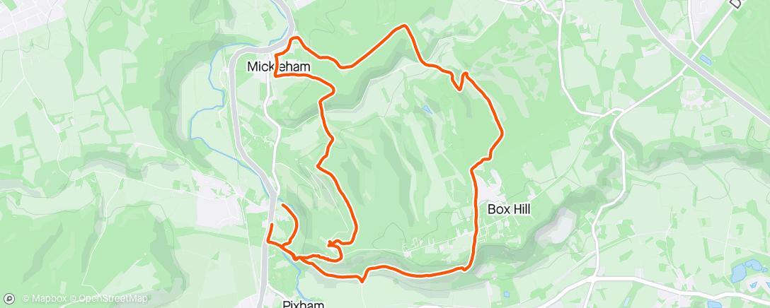 Map of the activity, Box Hill Hike