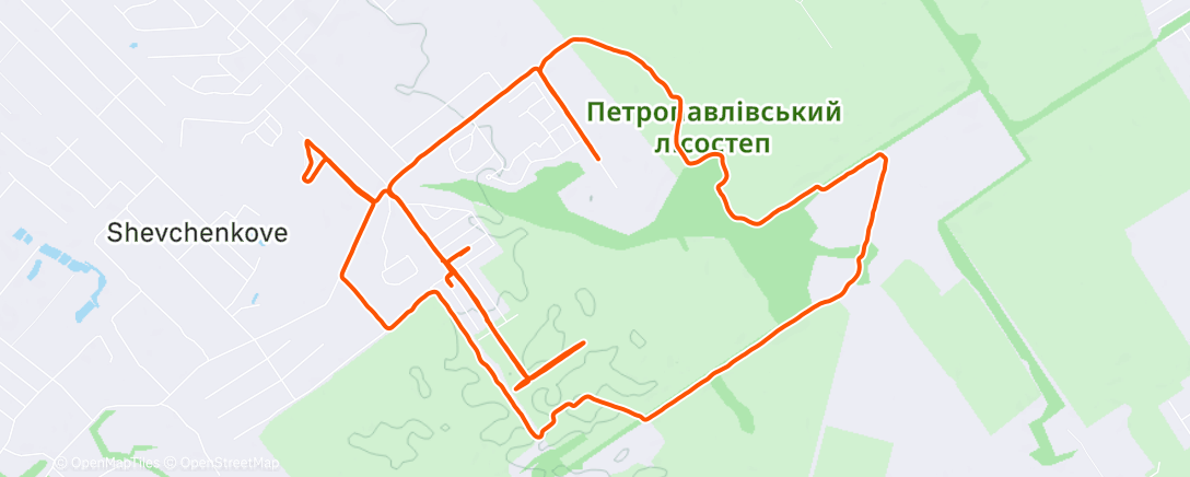 Map of the activity, Afternoon Run