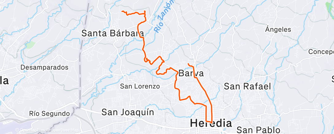 Map of the activity, Vuelta en bicicleta de montaña matutina