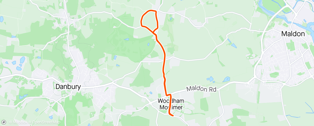 Map of the activity, 5 easy ish with a few strides to try to beat the hail - failed 🤣