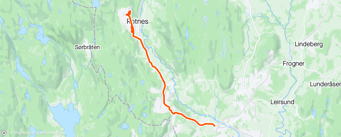 Map of the activity, Pes for rulleskiintervallene til Team Alpino ☔️