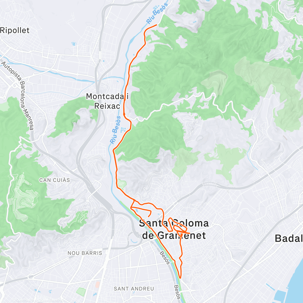 Map of the activity, Mitjs Santa Coloma