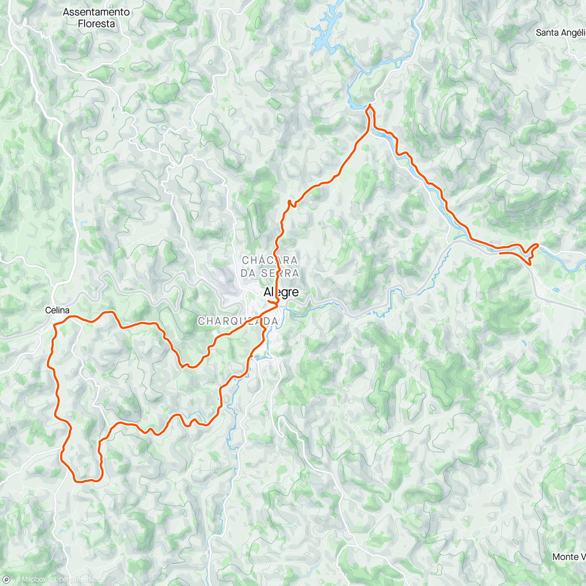 Map of the activity, Alegre - Celina - Alegre- Rive