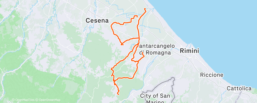 Map of the activity, Pedalata dell'ora di pranzo