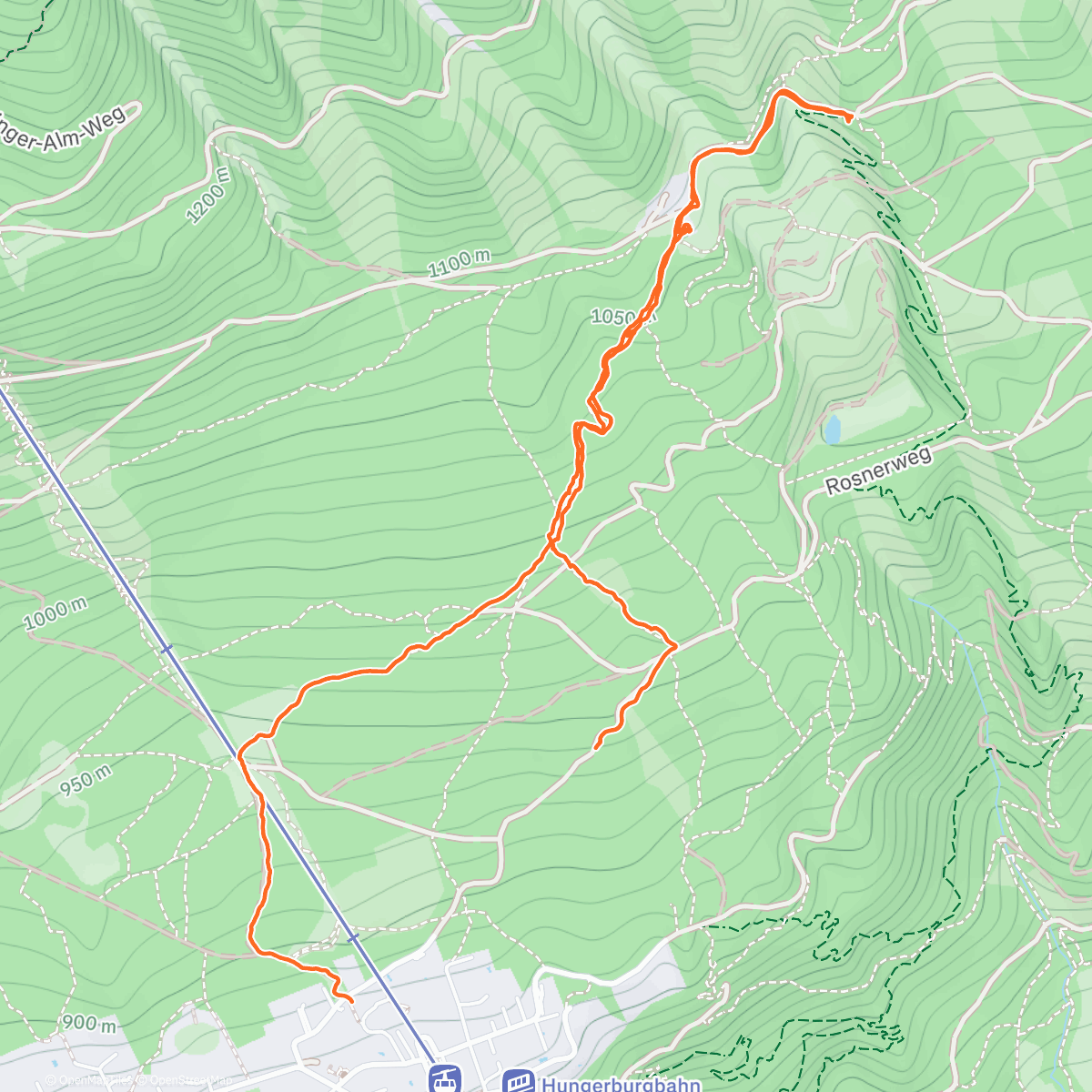 Map of the activity, Hungerburg hike