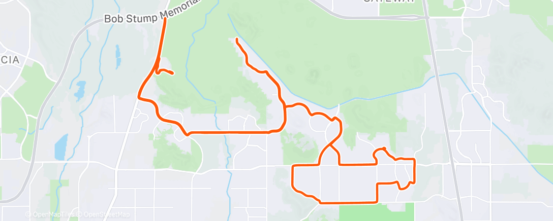 Map of the activity, 2 hour Zone 2 + every 10minutes 7sec. sprint