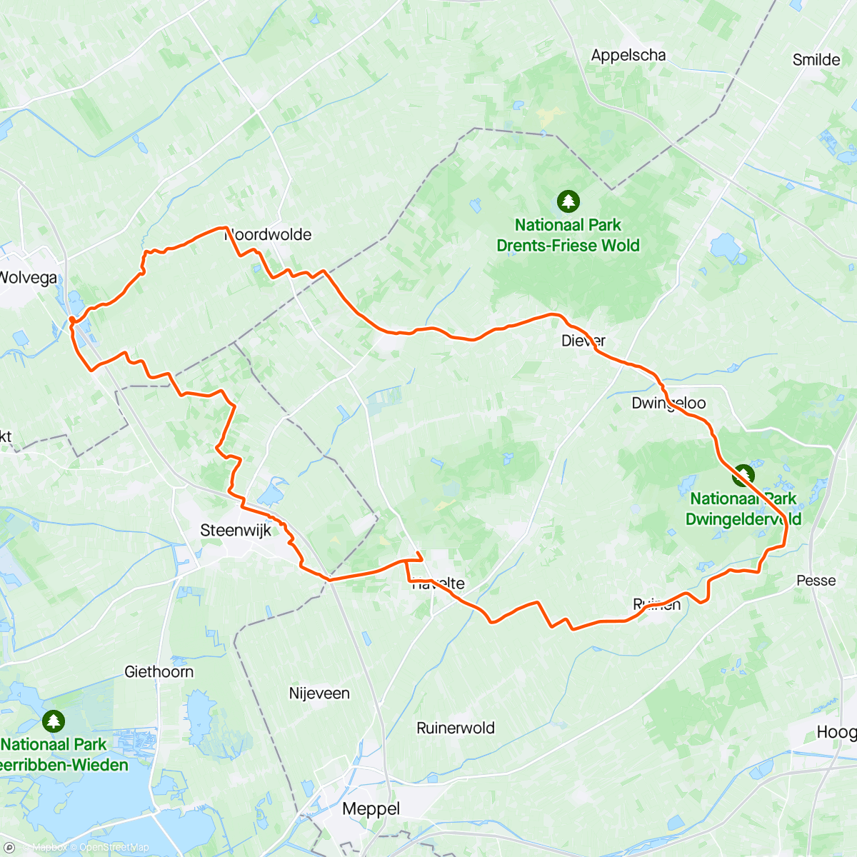 Map of the activity, Familie fietsdag in Drenthe