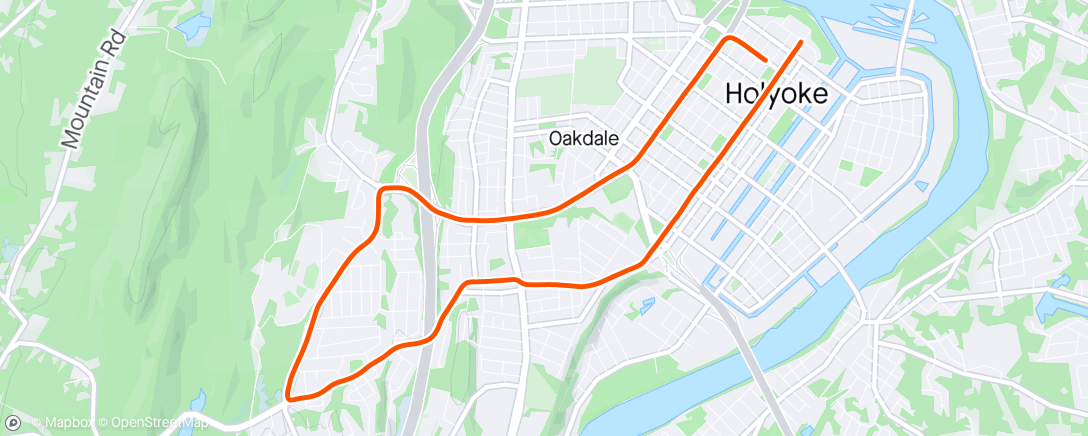 Map of the activity, Holyoke St. Patrick’s Day 10k