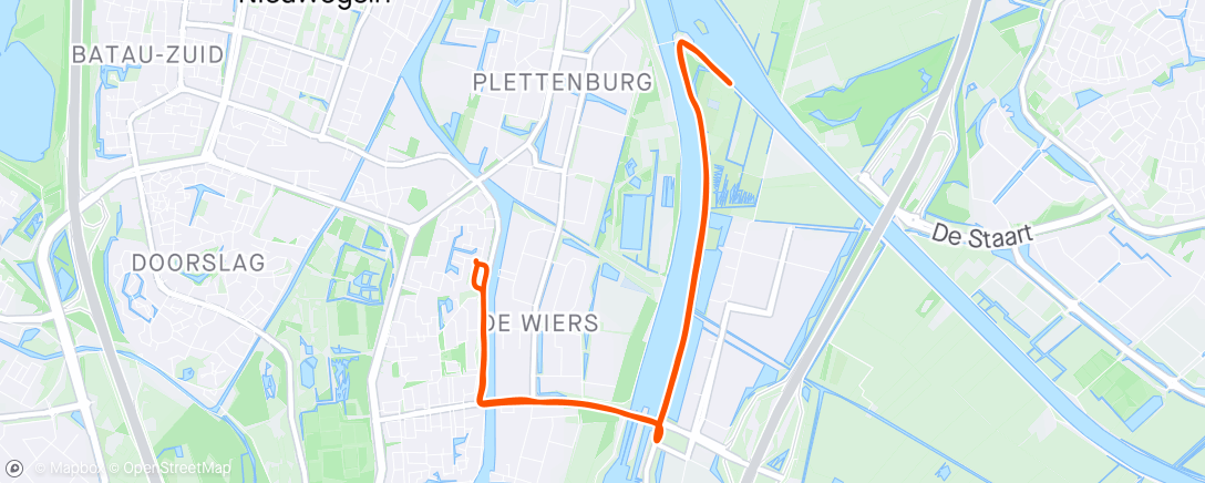 Mapa de la actividad, Amsterdam-Rijnkanaal via Sluispad Ochtendloop