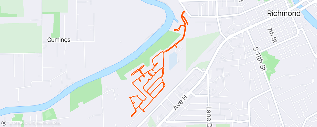 Map of the activity, Afternoon Run, Richmond, TX