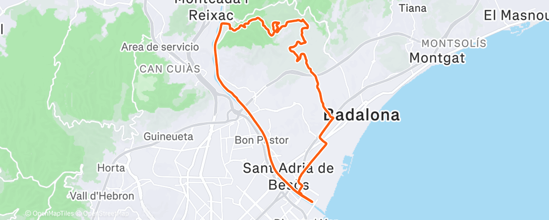 Map of the activity, Bicicleta de montaña por la tarde