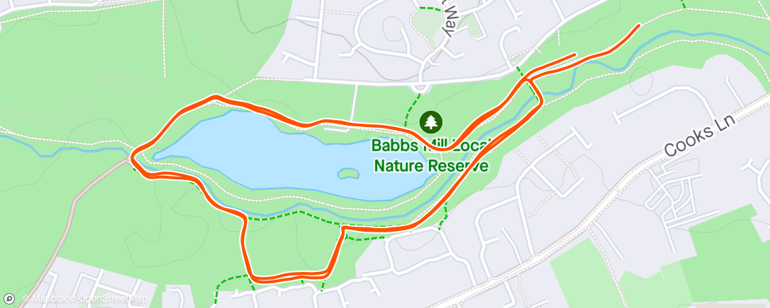 Map of the activity, Babbs Mill parkrun
