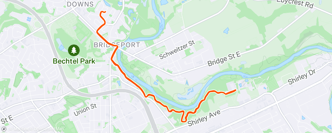 Map of the activity, Afternoon Run