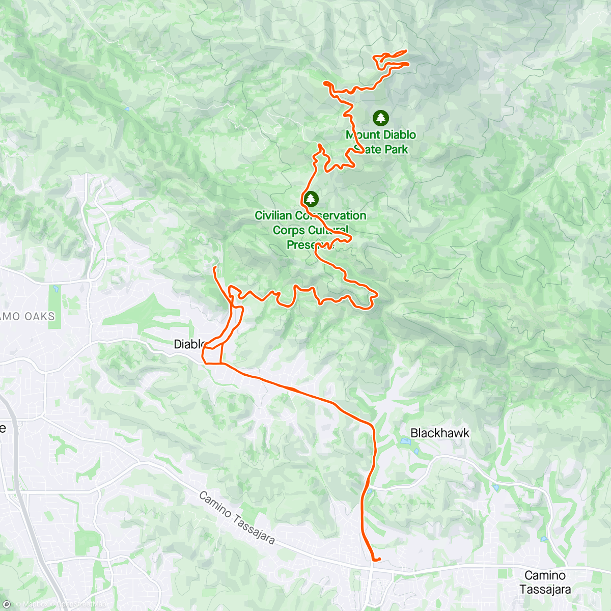 Map of the activity, Mt. Diablo