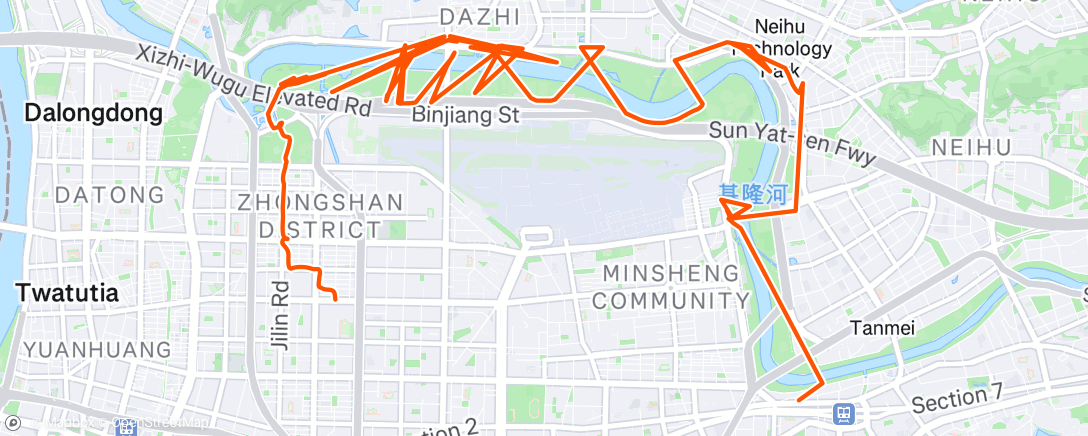 Map of the activity, Neihu ride