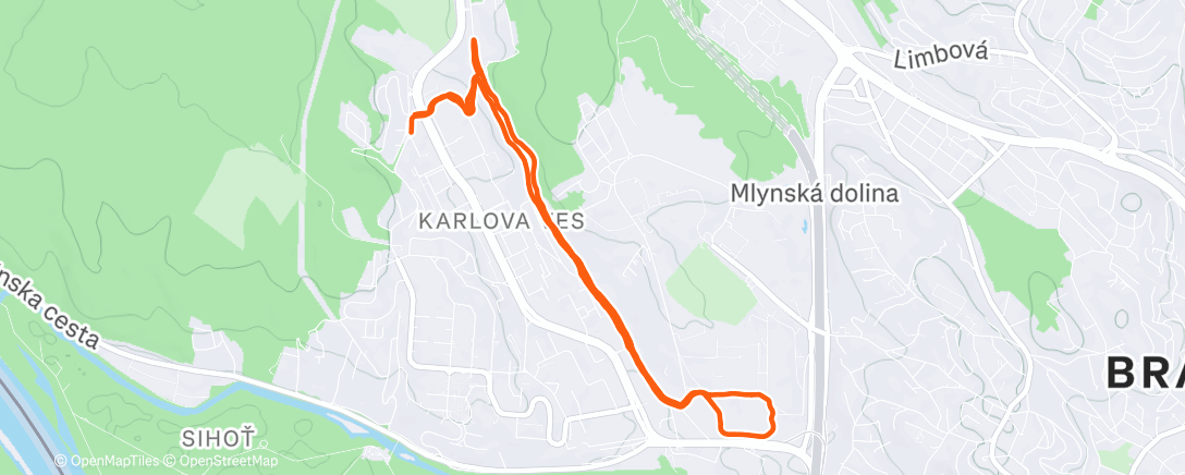 Map of the activity, Evening Run