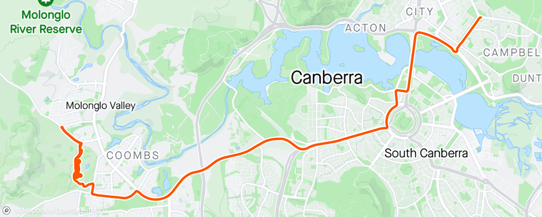 Map of the activity, Canberra winter Crits with Matthew!
