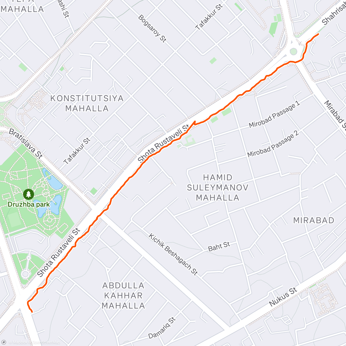 Map of the activity, Evening Walk