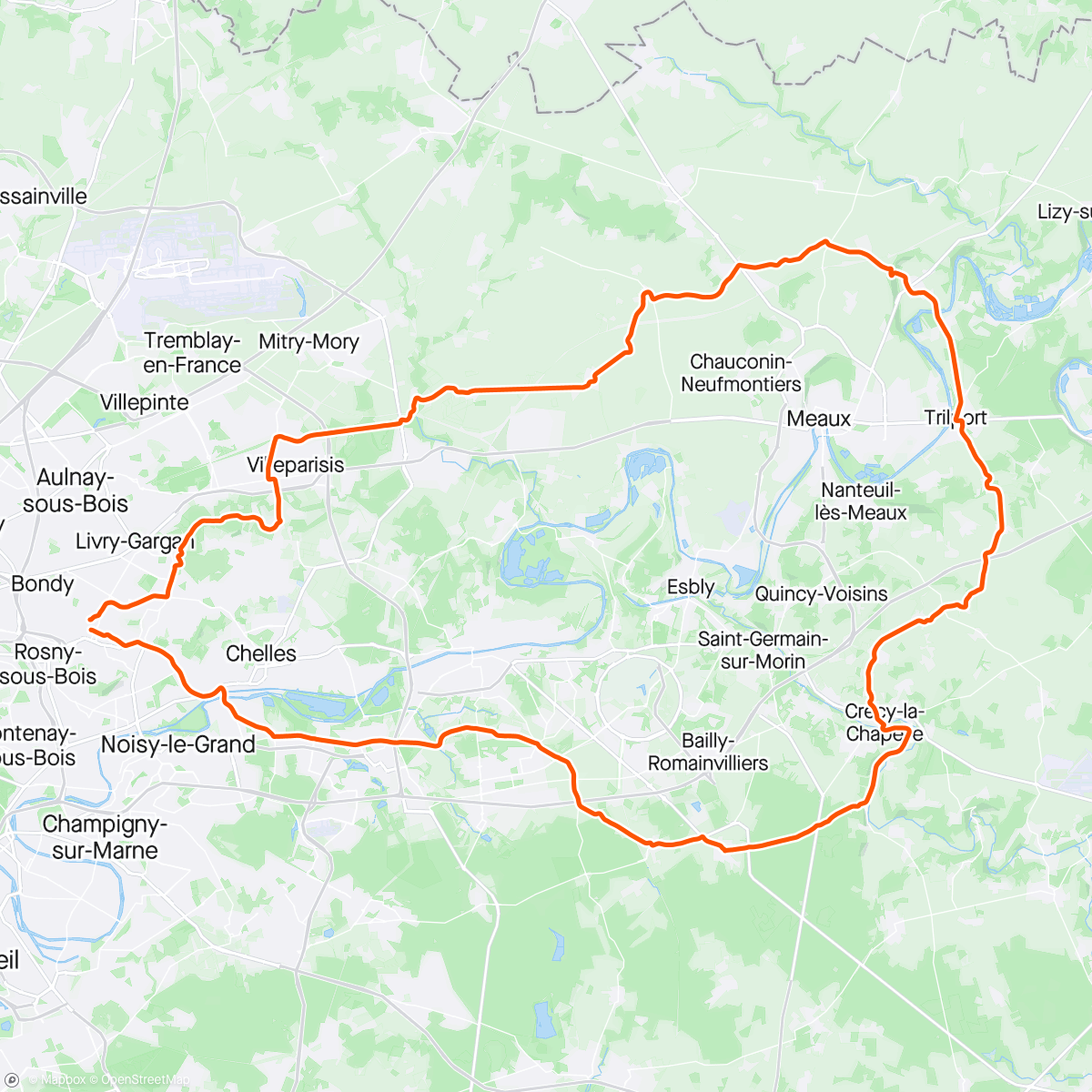Map of the activity, Sortie solo autour de Meaux