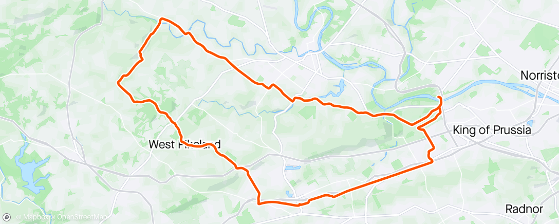 Map of the activity, Birchrunville Loop with the Elgarts