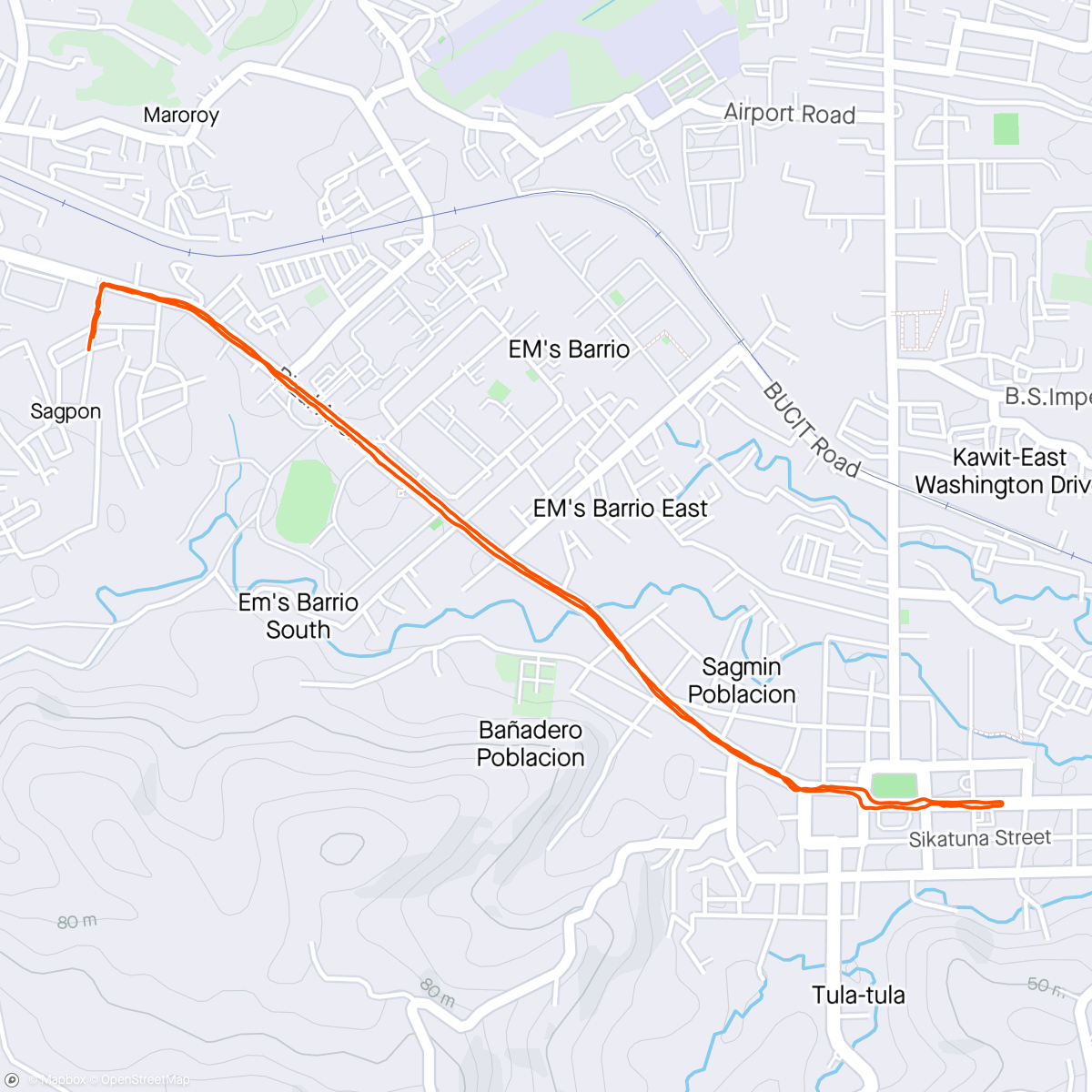 Map of the activity, Dalagan while jogging