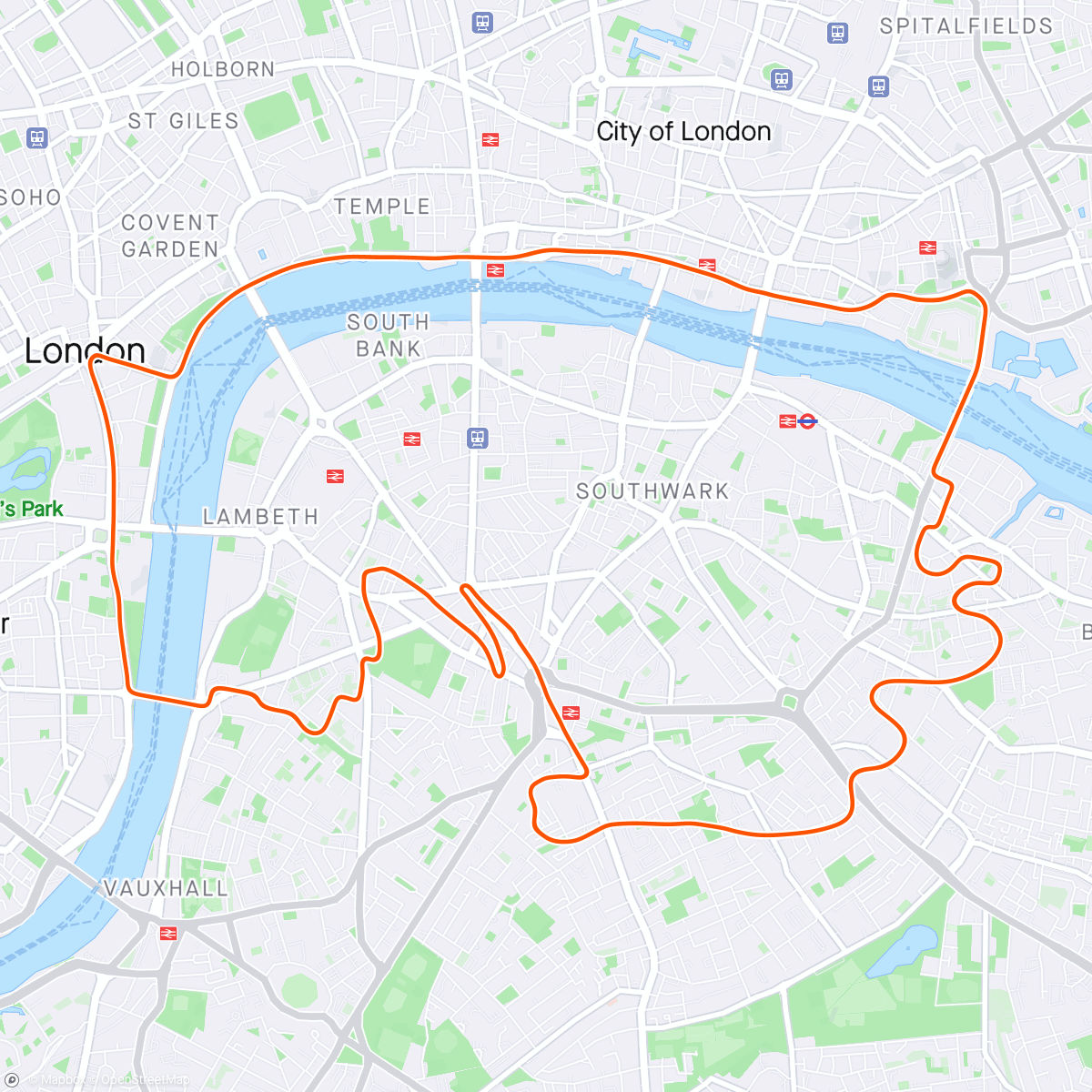 アクティビティ「Zwift - Devon Main (Rouleur 1)'s Meetup on London Loop in London」の地図