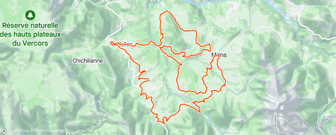 Map of the activity, Trièves ride