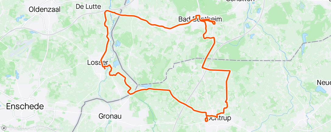 Map of the activity, Lunch Ride, nu weer an t wark