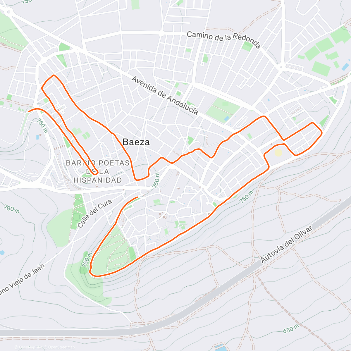 Map of the activity, Carrera de noche