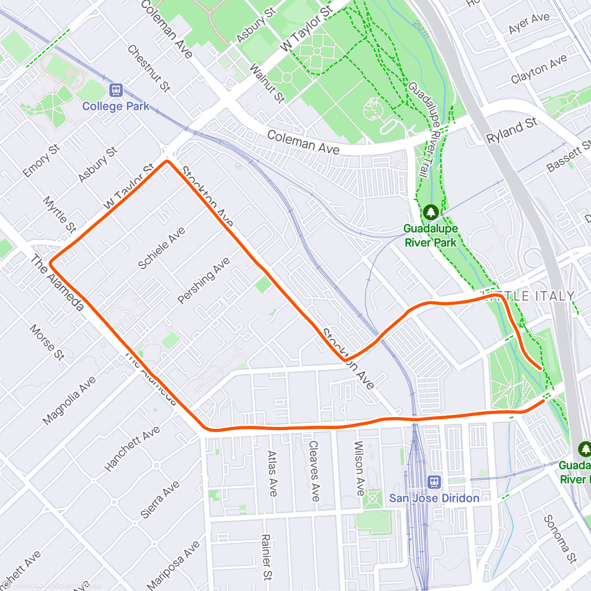 Map of the activity, San Jose Run Around