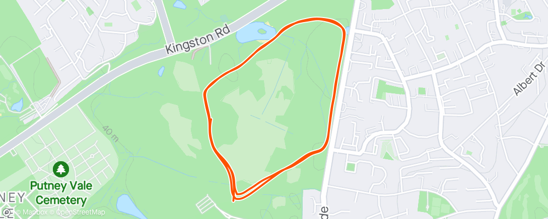 Map of the activity, 36th Official, 37th Personal Parkrun.