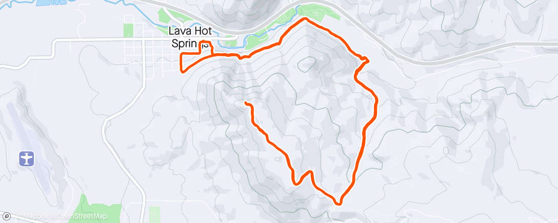 Map of the activity, ID, Lava Hot Springs, L Mountain out-n-back